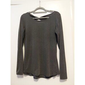 Athleta Open Back Flexlight Gray Long Sleeve Top Size Medium Athleisure Athletic